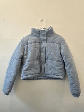 Light Blue Corduroy Puffer Jacket